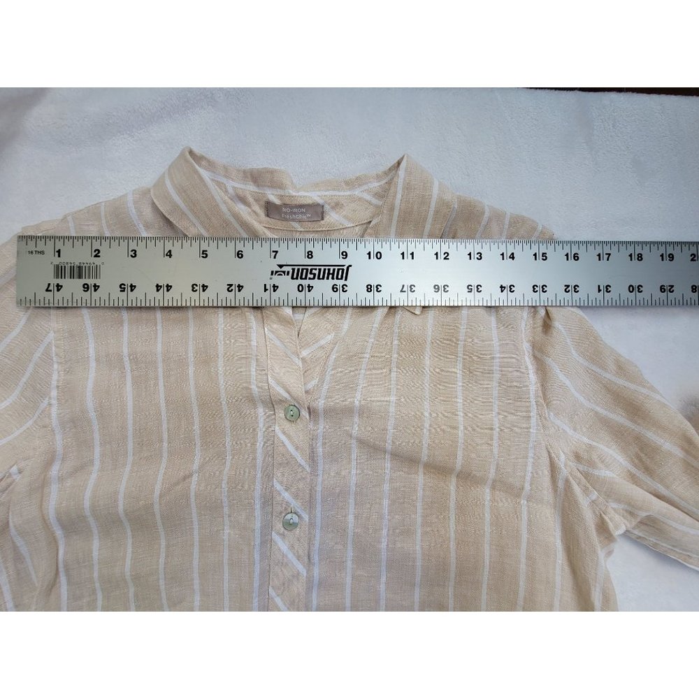 Chico's Women's FreshChic Striped Print 3/4 Sleeve Casual Button Up Shirt Cream - Picture 4 of 6